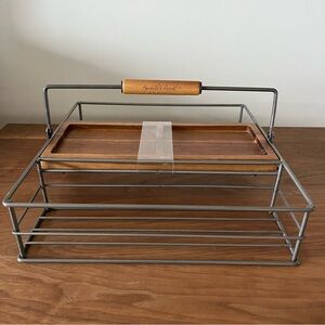 Hearth & Hand with Magnolia Wire Caddy w/ Wood Tray – NWT | Entertaining Caddy